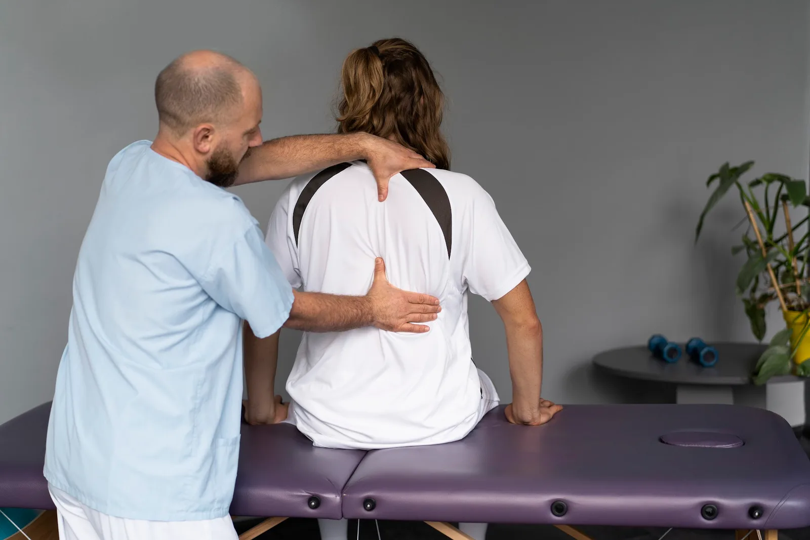 Chiropractor adjusting a patient on the treatment table